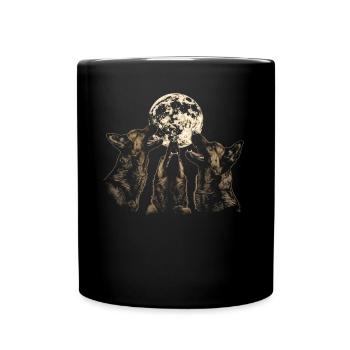 German Shepherd Howling Moon - Full Colour Mug - black - Front