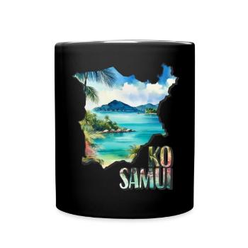 Aquarell Landkarte Ko Samui - Tasse einfarbig - Schwarz - Vorne