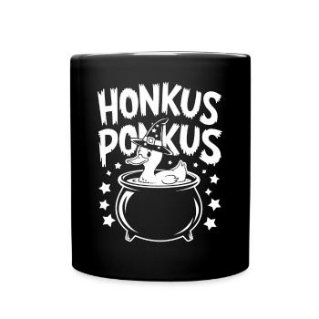 Honkus Ponkus Funny Duck Witch Halloween Magic - Full Colour Mug - black - Front