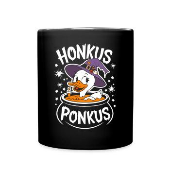 Honkus Ponkus Funny Duck Witch Halloween Magic - Full Colour Mug - black - Front