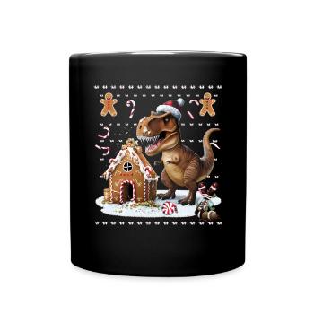Dinosaur Ugly Christmas Christmas Xmas Trex - Full Colour Mug - black - Front