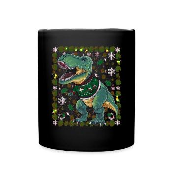 Dinosaur Ugly Christmas Christmas Xmas Trex - Full Colour Mug - black - Front