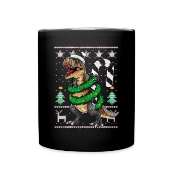 Dinosaur Ugly Christmas Christmas Xmas Trex - Full Colour Mug - black - Front