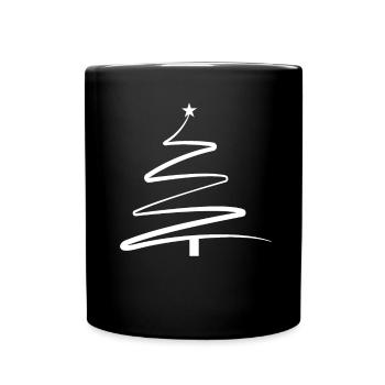 Vintage Weihnachtsbaum Retro Frohe Weihnachten - Tasse einfarbig - Schwarz - Vorne