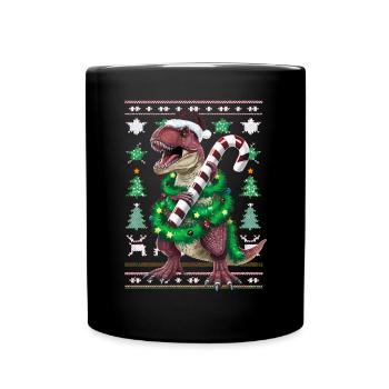 Dinosaur Ugly Christmas Christmas Xmas Trex - Full Colour Mug - black - Front