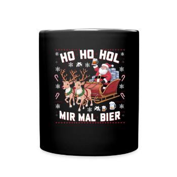 Bier Ugly Christmas Weihnachten Xmas Santa Claus - Tasse einfarbig - Schwarz - Vorne
