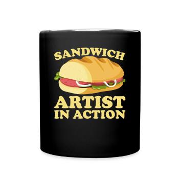 Sandwich Liebhaber Fast Food Liebhaber - Tasse einfarbig - Schwarz - Vorne