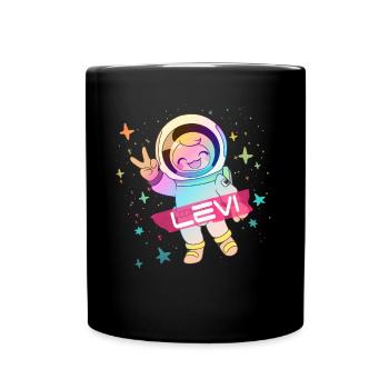 LEVI - Beau nom de garçon avec astronaute mignon - Mug uni - noir - Devant