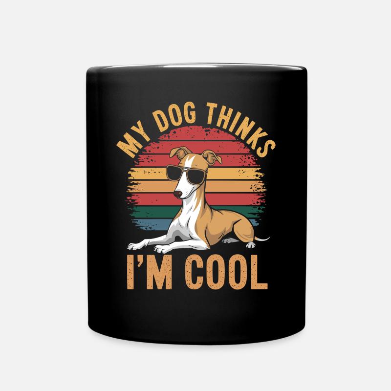 Whippet My Dog Thinks I'm Cool - Full Colour Mug - black
