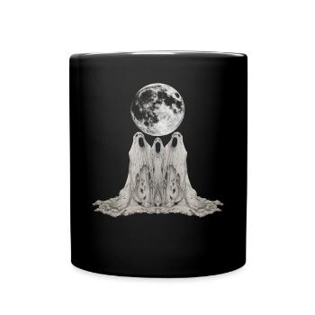 Ghost Halloween Spooky Howling Moon - Full Colour Mug - black - Front