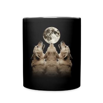 Golden Retriever Dog Howling Moon - Full Colour Mug - black - Front