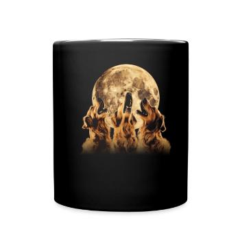 Golden Retriever Dog Howling Moon - Full Colour Mug - black - Front