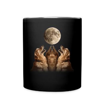 Golden Retriever Dog Howling Moon - Full Colour Mug - black - Front