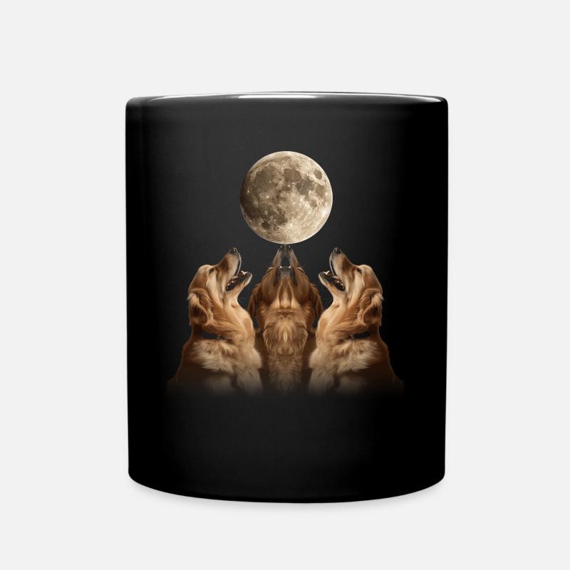 Golden Retriever Hund Heulender Mond - Tasse einfarbig - Schwarz