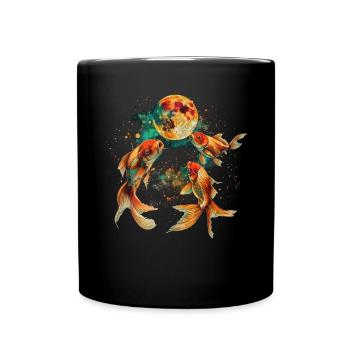Goldfisch Fisch Heulender Mond - Tasse einfarbig - Schwarz - Vorne