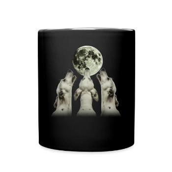 Deutsche Dogge Hund Heulender Mond - Tasse einfarbig - Schwarz - Vorne