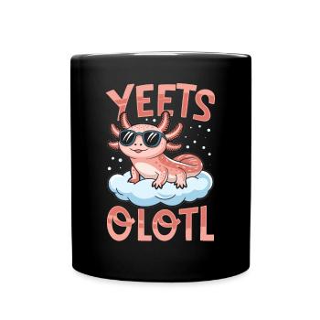 Funny Axolotl with sunglasses Kawaii Yeets Olotl - Full Colour Mug - black - Front