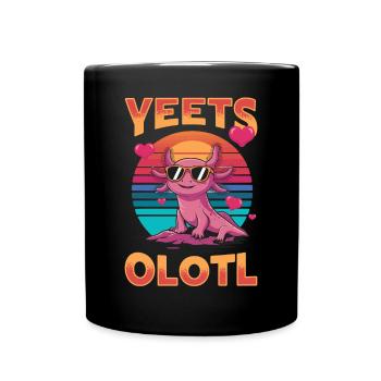 Funny Axolotl with sunglasses Kawaii Yeets Olotl - Full Colour Mug - black - Front