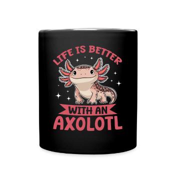 Axolotl Kawaii Life Is Better With An Axolotl - Full Colour Mug - black - Front