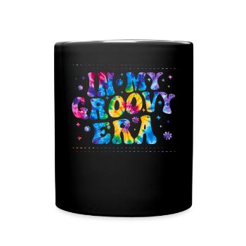 Groovy Tie Dye Friedens Liebeszeichen Retro Hippie - Tasse einfarbig - Schwarz - Vorne