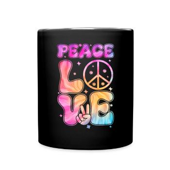 Groovy Tie Dye Friedens Liebeszeichen Retro Hippie - Tasse einfarbig - Schwarz - Vorne