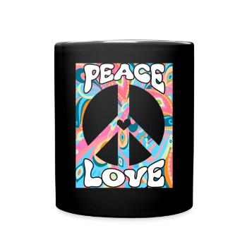 Groovy Tie Dye Friedens Liebeszeichen Retro Hippie - Tasse einfarbig - Schwarz - Vorne