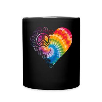 Groovy Tie Dye Friedens Liebeszeichen Retro Hippie - Tasse einfarbig - Schwarz - Vorne
