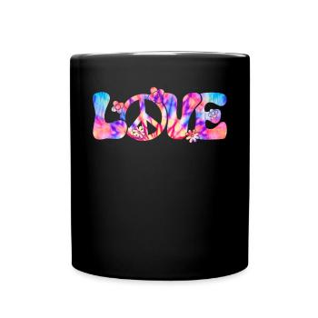 Groovy Tie Dye Friedens Liebeszeichen Retro Hippie - Tasse einfarbig - Schwarz - Vorne