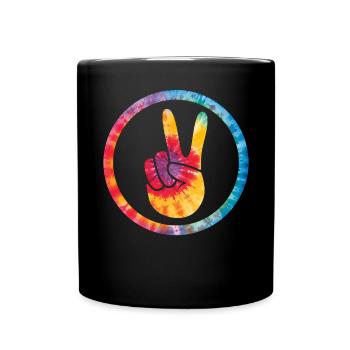 Groovy Tie Dye Friedens Liebeszeichen Retro Hippie - Tasse einfarbig - Schwarz - Vorne
