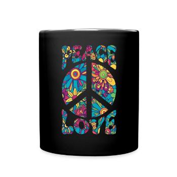 Groovy Tie Dye Friedens Liebeszeichen Retro Hippie - Tasse einfarbig - Schwarz - Vorne