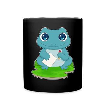 Frosch Schüler Papier Schule - Tasse einfarbig - Schwarz - Vorne