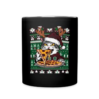Katze Cat Ugly Christmas Weihnachten Xmas Santa - Full Colour Mug - black - Front