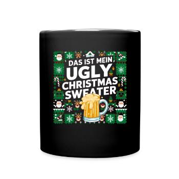 Pull de Noël laid Noël Noël Père Noël Bière - Mug uni - noir - Devant