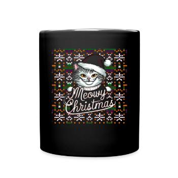 Katze Cat Ugly Christmas Weihnachten Xmas Santa - Full Colour Mug - black - Front