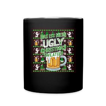 Pull de Noël laid Noël Noël Père Noël Bière - Mug uni - noir - Devant