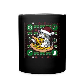 Katze Cat Ugly Christmas Weihnachten Xmas Santa - Full Colour Mug - black - Front