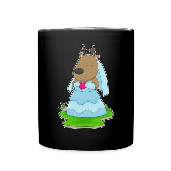 Rentier Braut Herz Hochzeit - Tasse einfarbig - Schwarz - Vorne