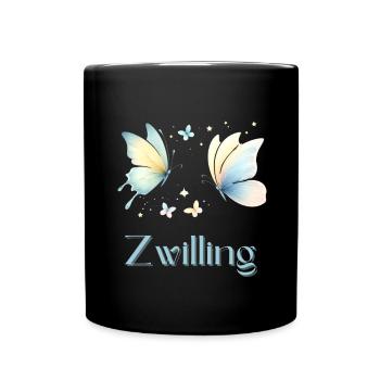 Elegantes Zwillinge Sternzeichen Aquarell Geschenk - Tasse einfarbig - Schwarz - Vorne