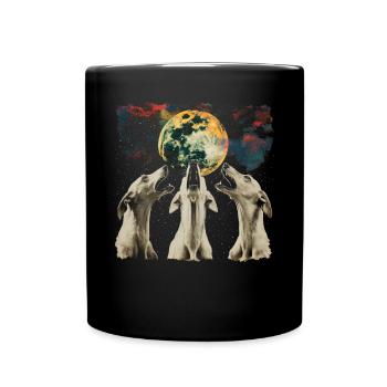 Windhund Hund Heulender Mond - Tasse einfarbig - Schwarz - Vorne