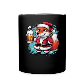 Fuchs fox Ugly Christmas Weihnachten Xmas Bier - Tasse einfarbig - Schwarz - Vorne