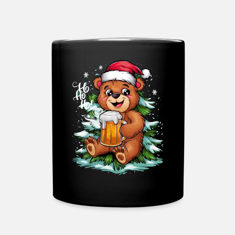 Bär Ugly Christmas Weihnachten Xmas Bier - Tasse einfarbig - Schwarz