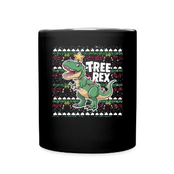 Dino Trex Ugly Christmas Weihnachten Xmas Bier - Tasse einfarbig - Schwarz - Vorne