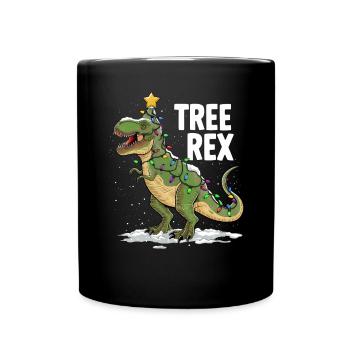 Dino Trex Ugly Christmas Weihnachten Xmas Bier - Tasse einfarbig - Schwarz - Vorne