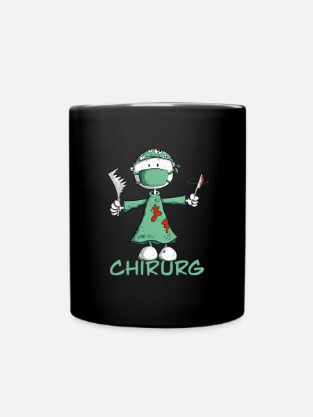 Chirurg Strichmännchen Cartoon - Tasse einfarbig - Schwarz