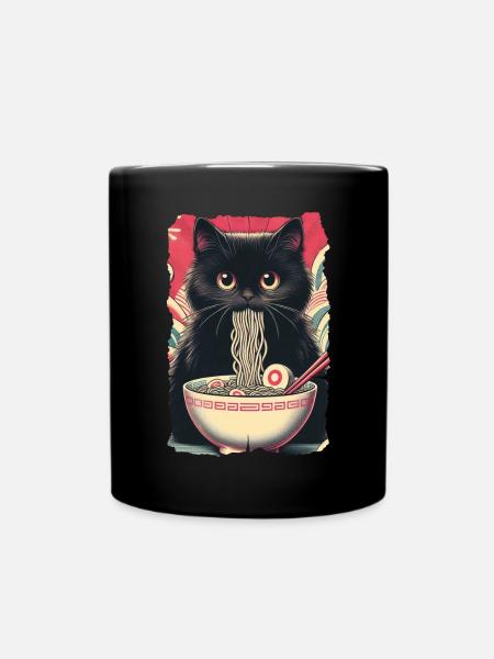Katzen Ramen Nudel Japaner Anime Manga Kawaii - Tasse einfarbig - Schwarz
