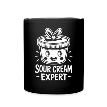 Sour Cream Expert Lustiges Cartoon Motiv - Tasse einfarbig - Schwarz - Vorne