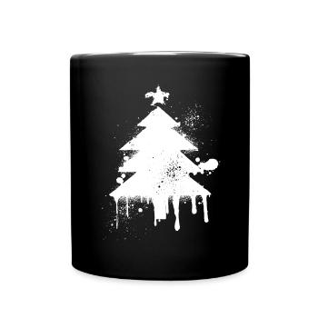 Weihnachtsbaum Spritzeneffekt - Tasse einfarbig - Schwarz - Vorne