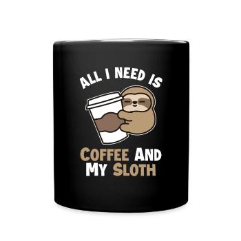 Coffee and my Sloth Pilosa Folivora - Full Colour Mug - black - Front