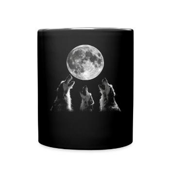 Irischer Wolfshund Hund Heulender Mond - Tasse einfarbig - Schwarz - Vorne