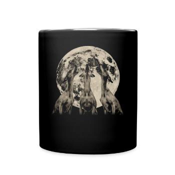 Italienischer Windhund Hund Heulender Mond - Tasse einfarbig - Schwarz - Vorne
